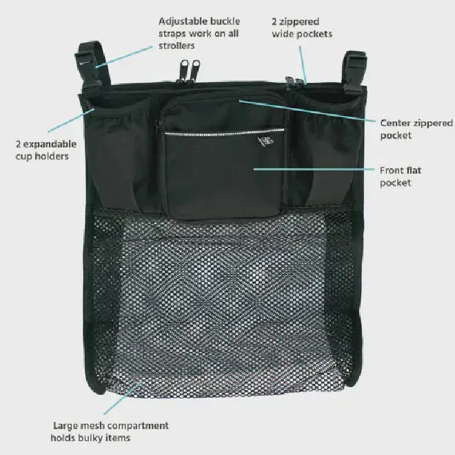 Universal Organizer with Cup Holders and Mesh Storage Compartment